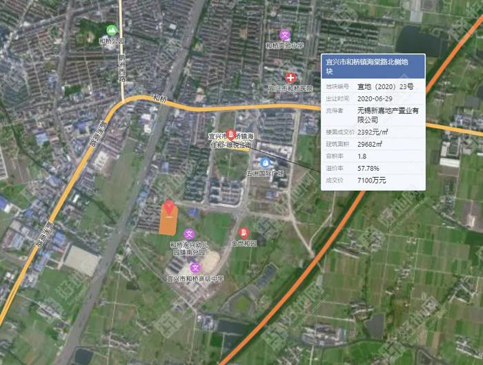 宜兴和桥一地块出让,上限总约1.59亿元!上限单价约3879元/㎡!