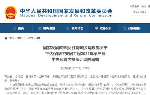 安居工程款项2406334万元，用以支持棚改及城镇老旧小区改造